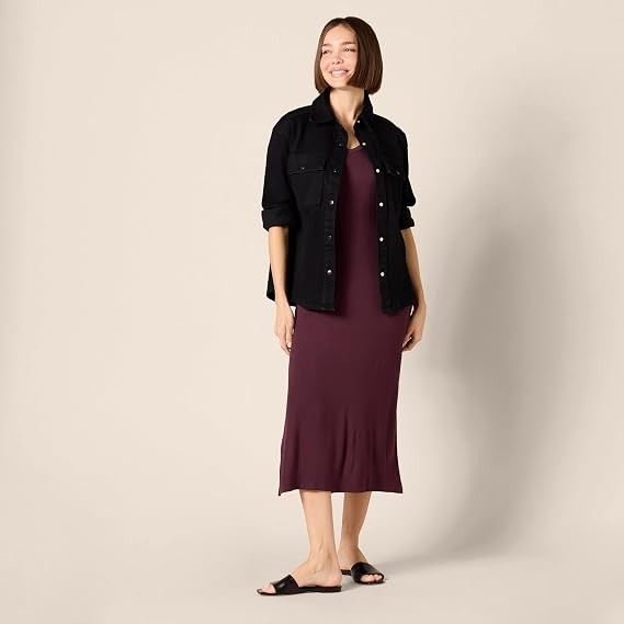 Immagine di Purple V-Neck Short Sleeve Midi Dress 6